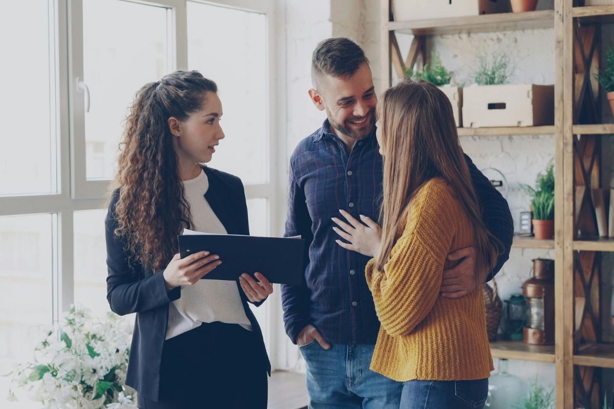 Real estate professional helping clients
